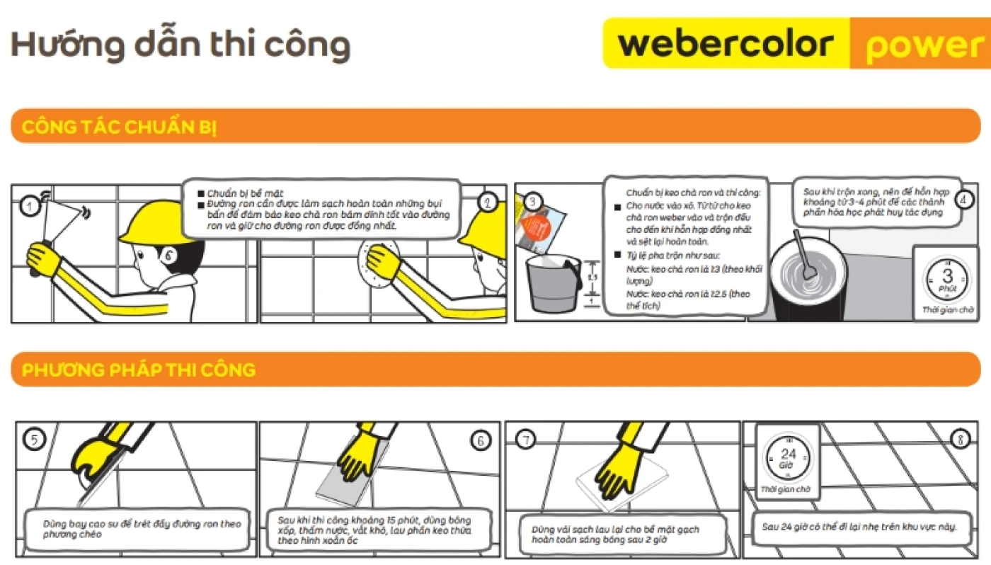 thi cong keo chit mach WEBER COLOR POWER