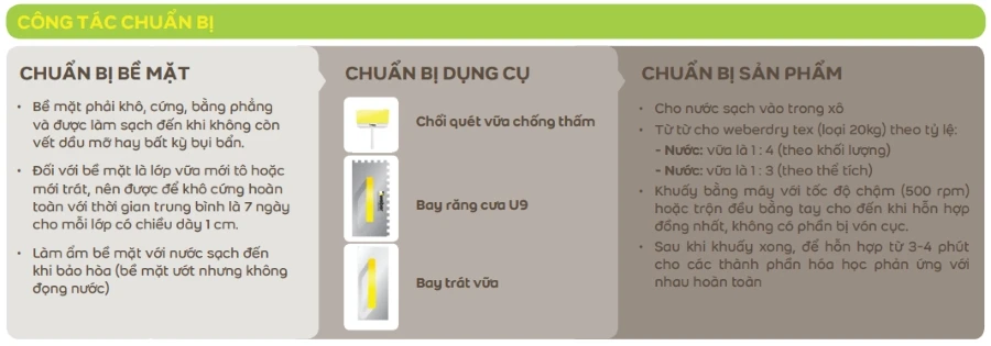thi cong keo chong tham Weber dry TEX