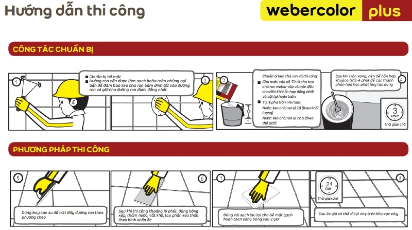 thi cong keo Weber color PLUS