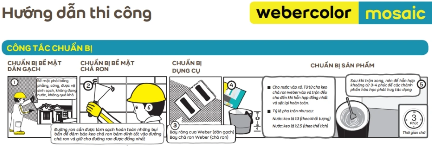 thi cong keo Weber color mosaic