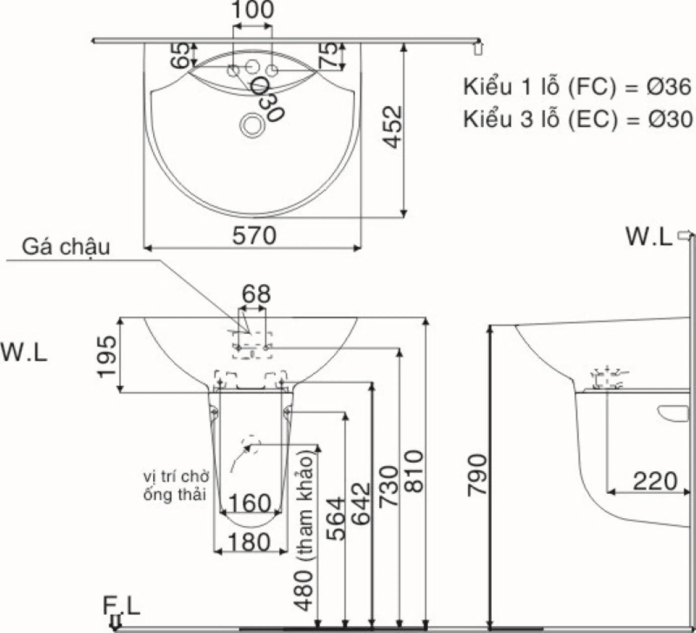 ban ve ky thuat chau rua inax treo tuong l 288v l 288vc