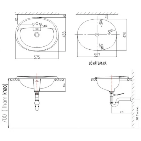 Ảnh Chậu rửa dương bàn Inax AL-2395V 2