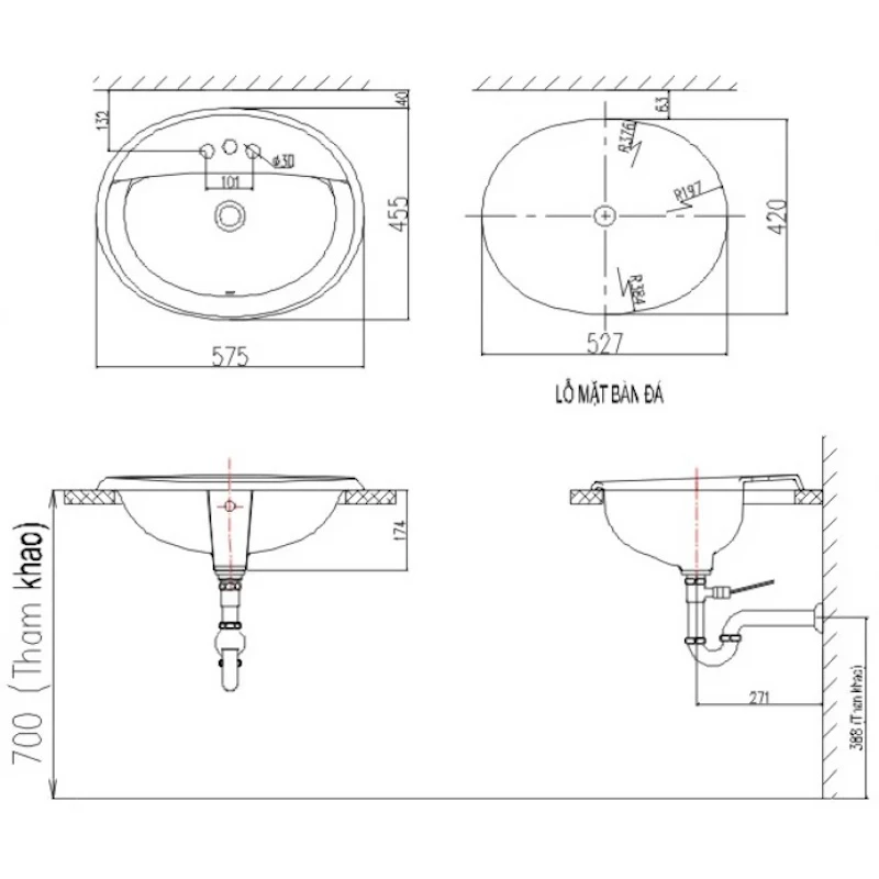 Ảnh Chậu rửa dương bàn Inax AL-2395V 2