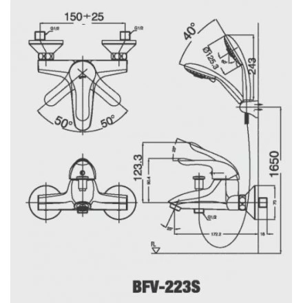bản vẽ kỹ thuật Sen tắm Inax BFV-223S