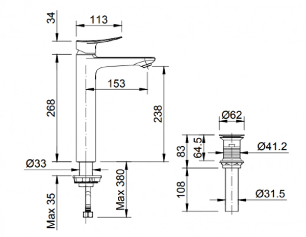 Bản vẽ kỹ thuật vòi chậu Inax LFV-502SH