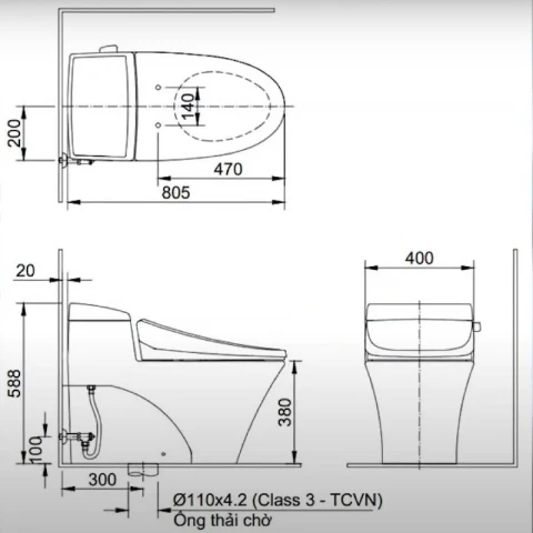 Ảnh Bồn cầu 1 khối Inax AC-1017VRN 5