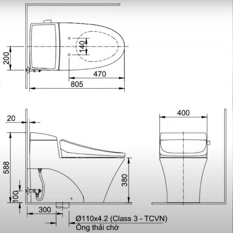 Ảnh Bồn cầu 1 khối Inax AC-1017VRN 5