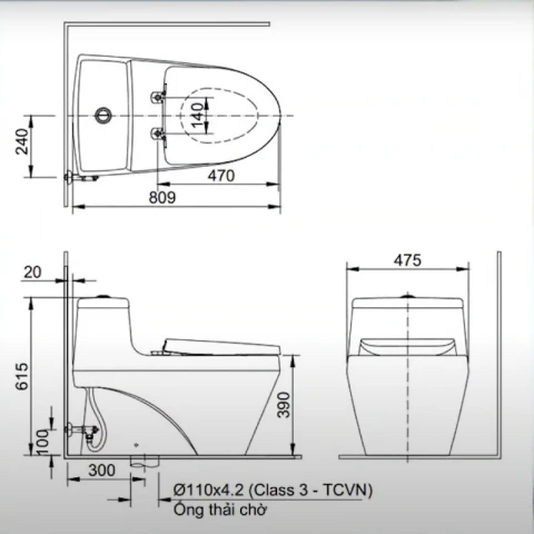 Ảnh Bồn cầu 1 khối Inax AC-1035VN 3