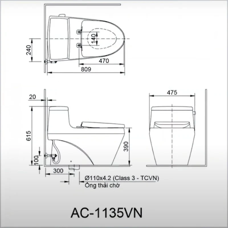 Ảnh Bồn cầu 1 khối Inax AC-1135VN 4