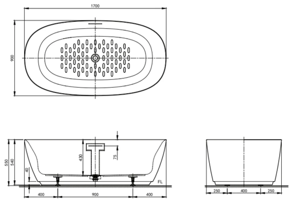 bản vẽ kỹ thuật bồn tắm Inax BF-1760V