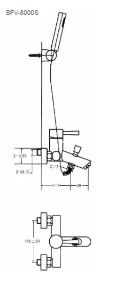 bản vẽ kĩ thuật Sen tắm Inax BFV-8000S-5C