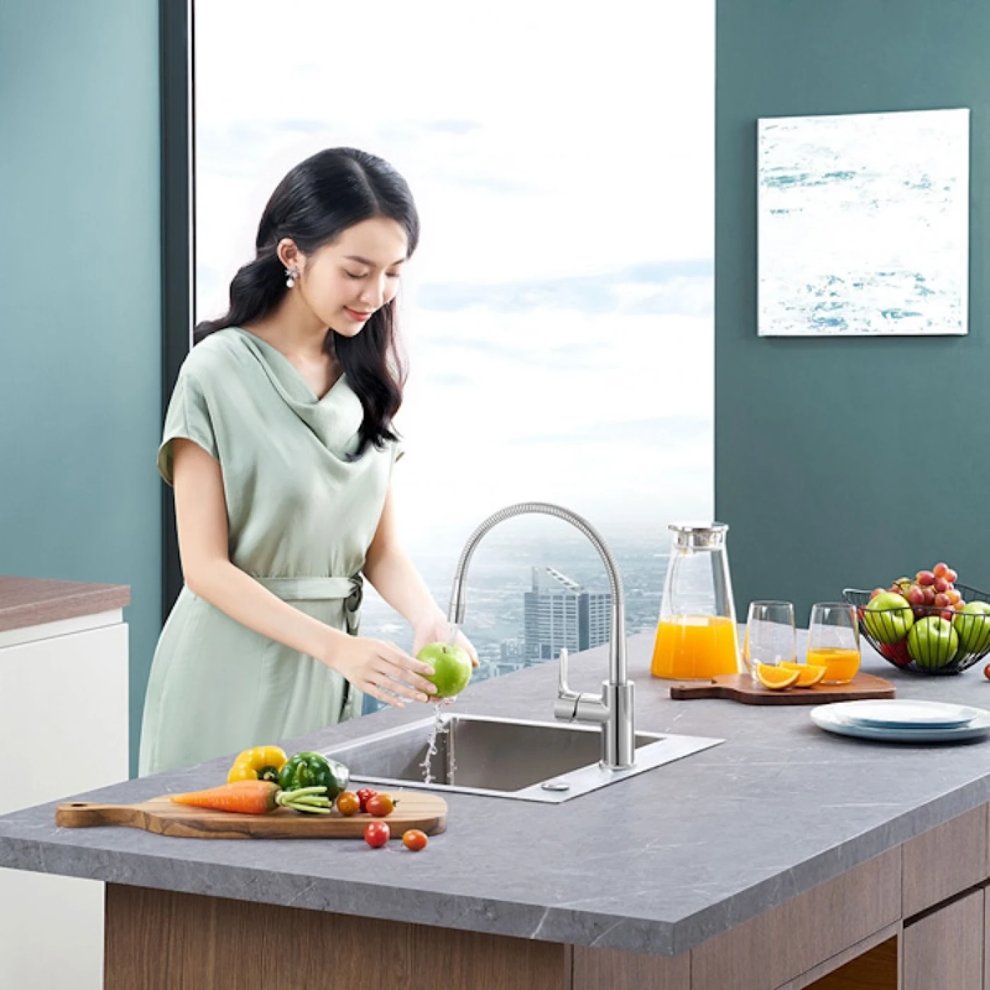 voi rua bat inax sfv 303s trong phong bep