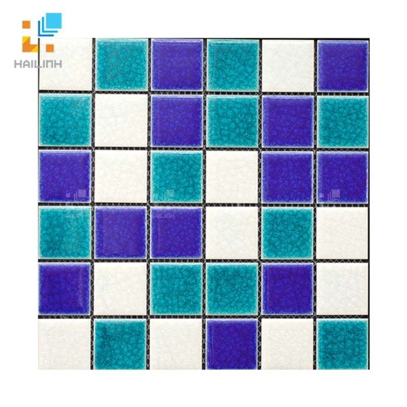 Gạch Mosaic HLMST330355 màu xanh - trắng