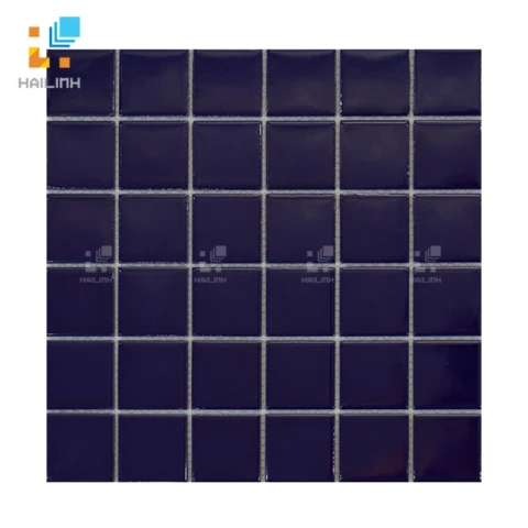 Ảnh Gạch Mosaic HLMST330386 gốm trơn màu xanh đậm 1