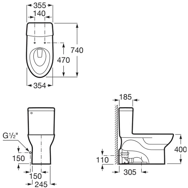 Ảnh Bồn cầu 1 khối Roca A34948D000 2