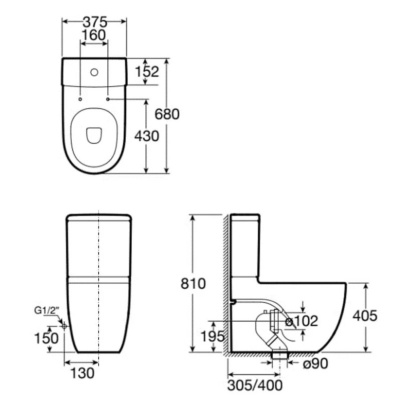 Ảnh Bồn cầu 2 khối Roca A34224900C 2