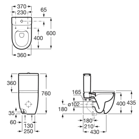 Ảnh Bồn cầu 2 khối Roca A34224L000 3