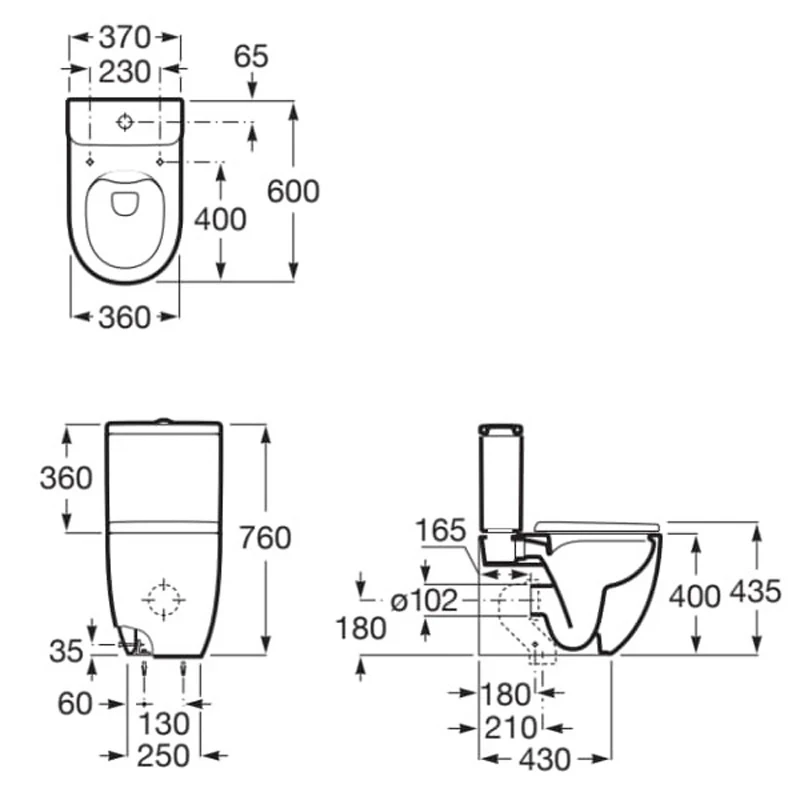 Ảnh Bồn cầu 2 khối Roca A34224L000 3