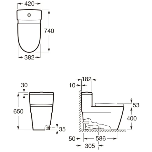 Ảnh Bồn cầu 1 khối Roca A34968500C 2