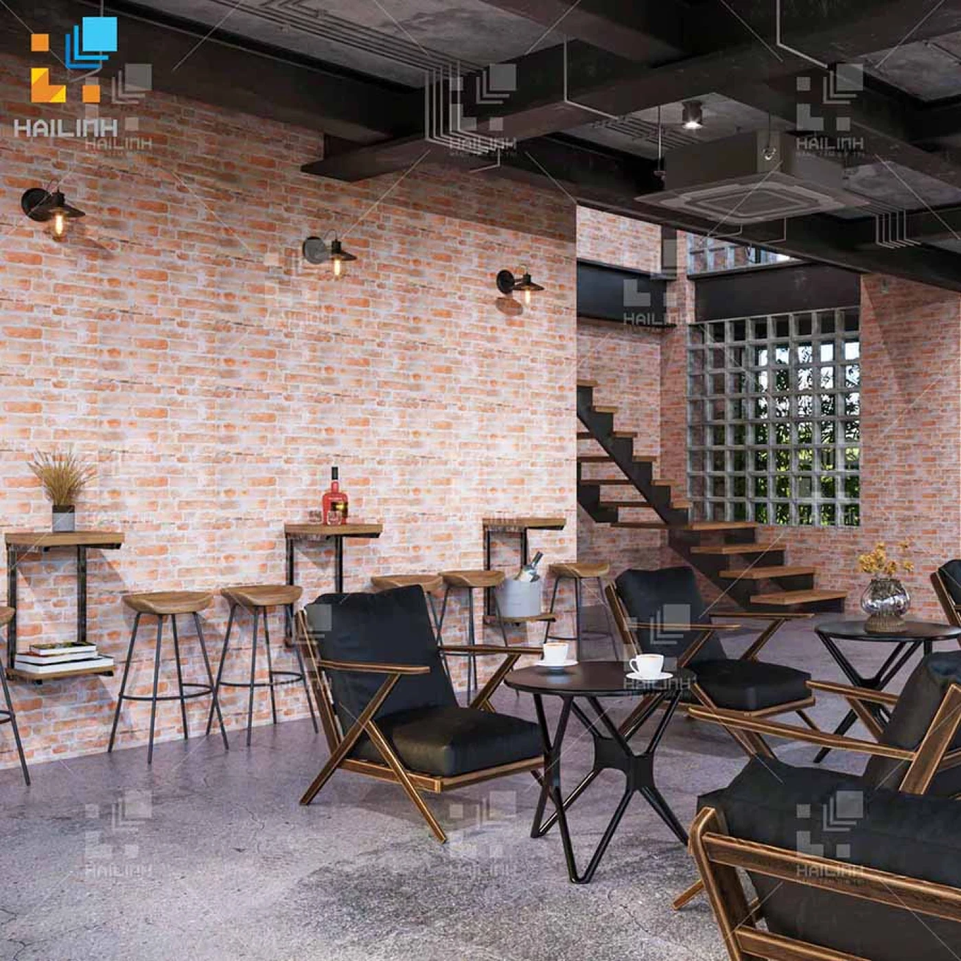 Gach Tay Ban Nha HL3627 thi cong cho quan cafe