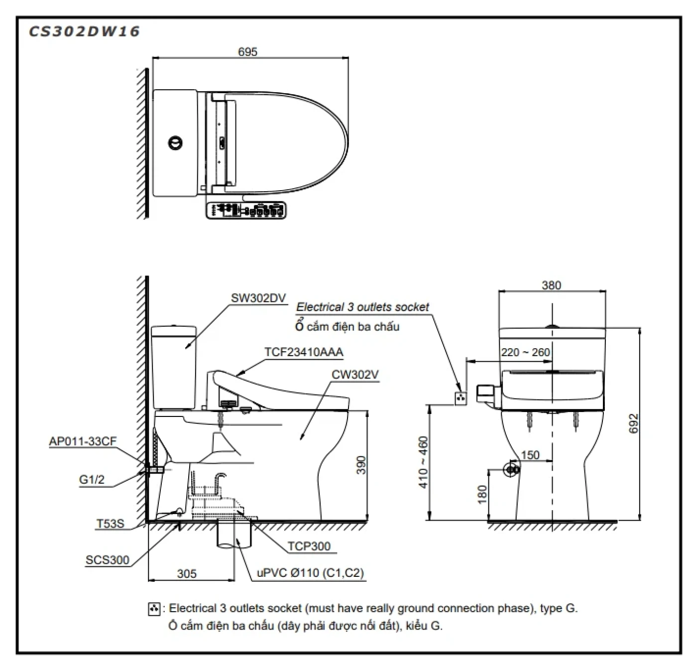 ban ve bon cau toto cs302dw16