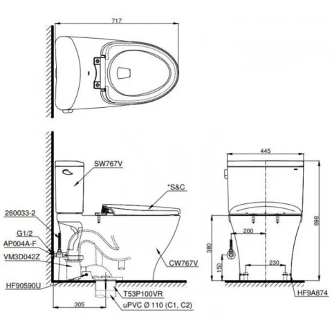 Ảnh Bồn cầu điện tử TOTO CS767RW18 2