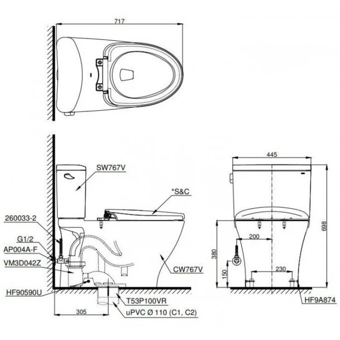 Ảnh Bồn cầu điện tử TOTO CS767RW18 2