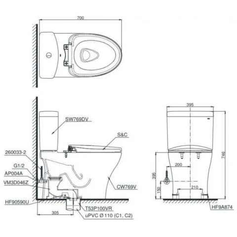 Ảnh Bồn cầu điện tử TOTO CS769DRW18 2