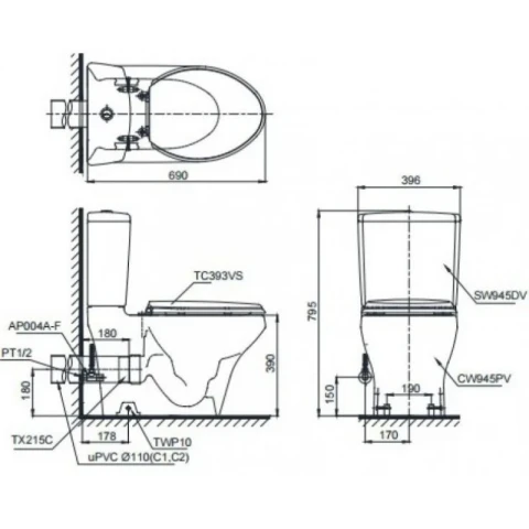 Ảnh Bồn cầu điện tử TOTO CS945PDW18 2