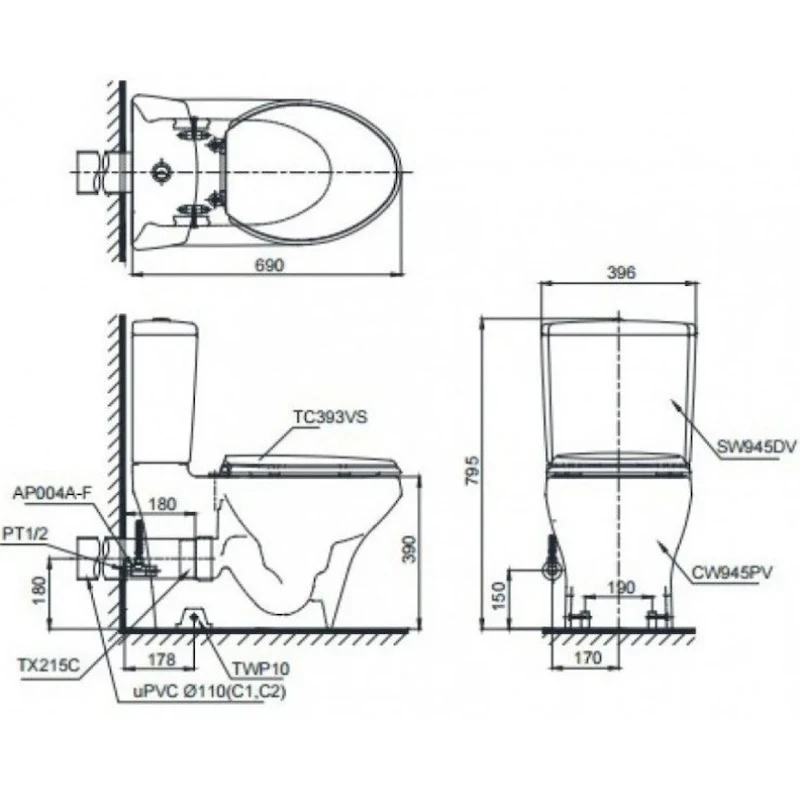 Ảnh Bồn cầu điện tử TOTO CS945PDW18 2
