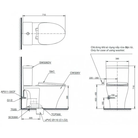 Ảnh Bồn cầu 2 khối TOTO CS326DT10 5