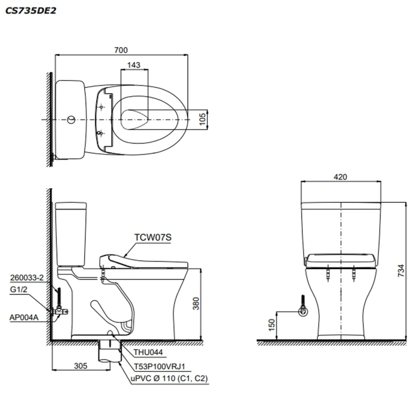 ban ve ky thuat bon cau nap rua co toto cs735de2