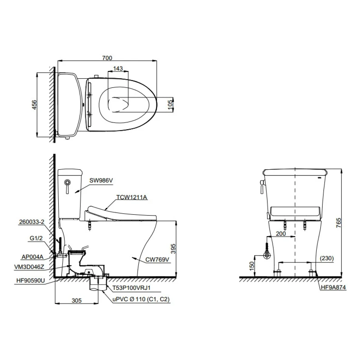ban ve ky thuat bon cau toto cs986ge4