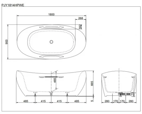 Ảnh Bồn tắm đặt sàn TOTO PJY1814HPWE 2