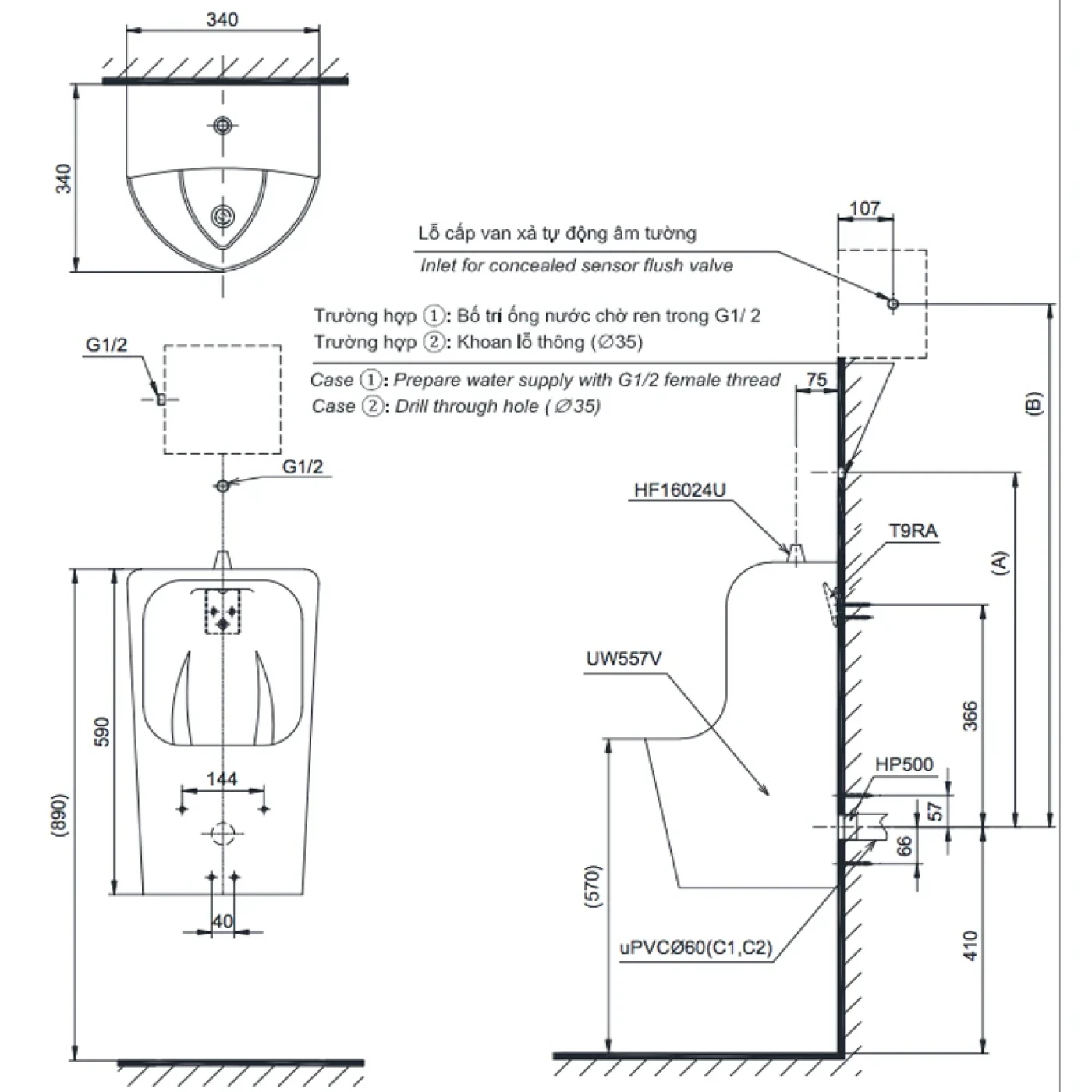 ban ve ky thuat bon tieu nam toto ut557t