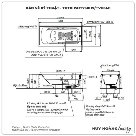 Ảnh Bồn tắm nhựa TOTO PAY1730HV/TVBF411 2