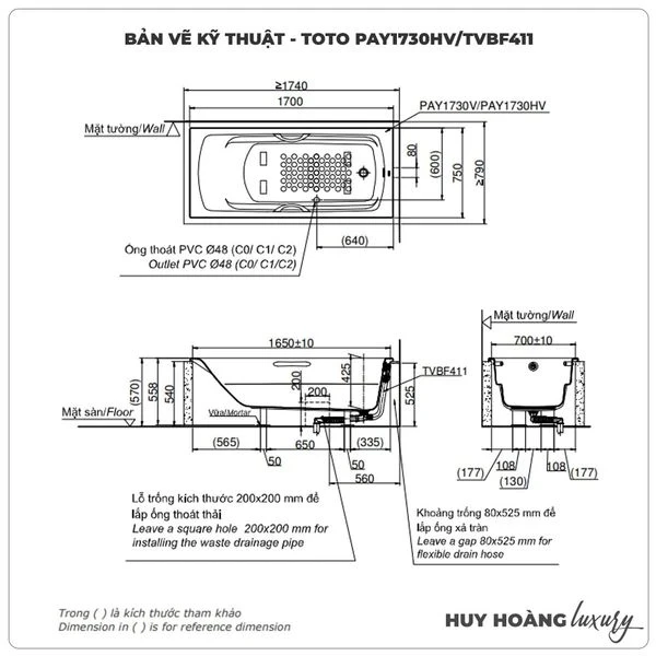 Ảnh Bồn tắm nhựa TOTO PAY1730HV/TVBF411 2