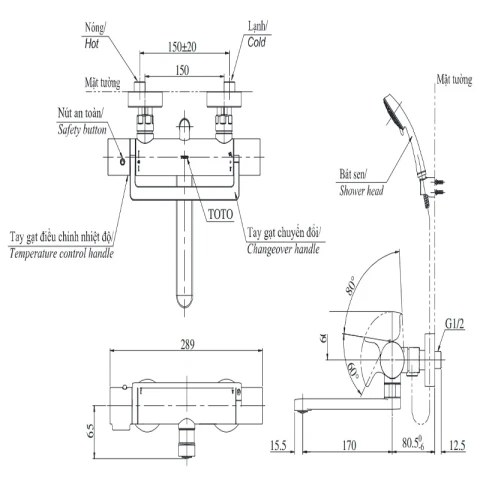 Ảnh Sen tắm nhiệt độ TOTO TBV03429V/TBW02006V 2
