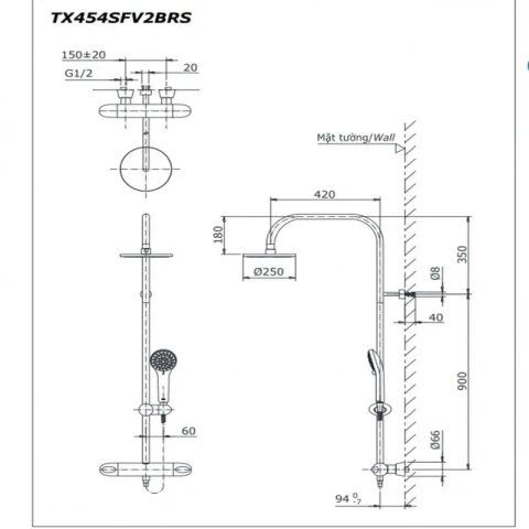 Ảnh Sen cây nhiệt độ TOTO TX454SFV2BRN 2