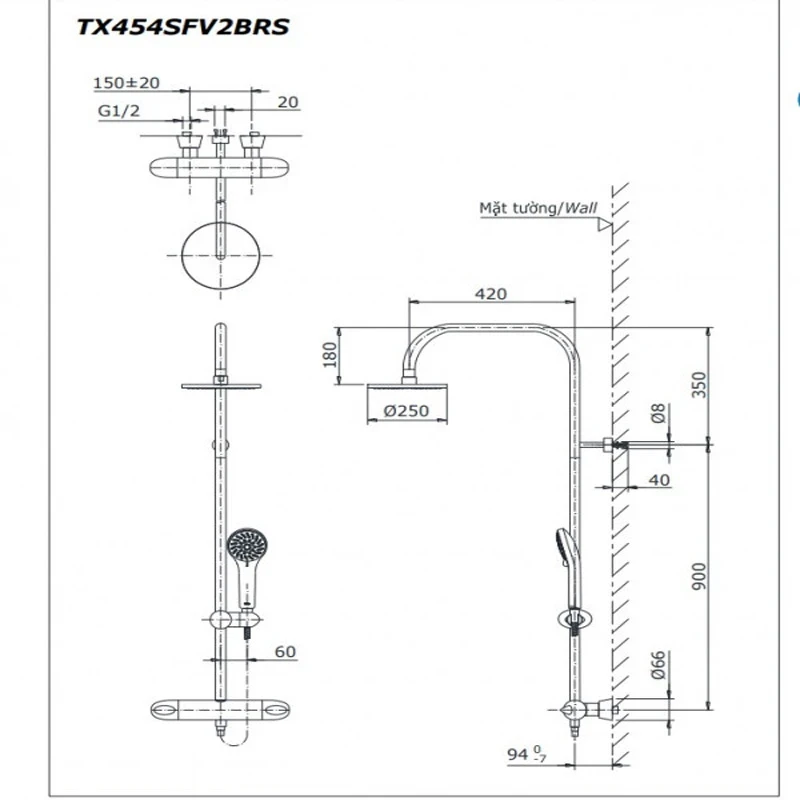 Ảnh Sen cây nhiệt độ TOTO TX454SFV2BRN 2
