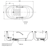 Bồn tắm đặt sàn TOTO PJY1744HPWEN#GW/TVBF412 2
