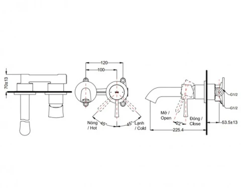 Ảnh Vòi chậu gắn tường TOTO TLS02308B 2