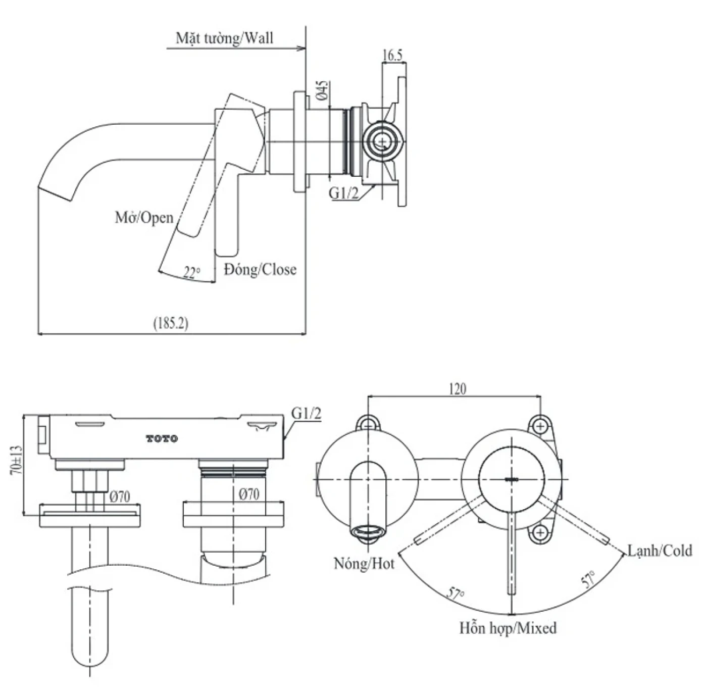 voi chau gan tuong toto tlg11307ba