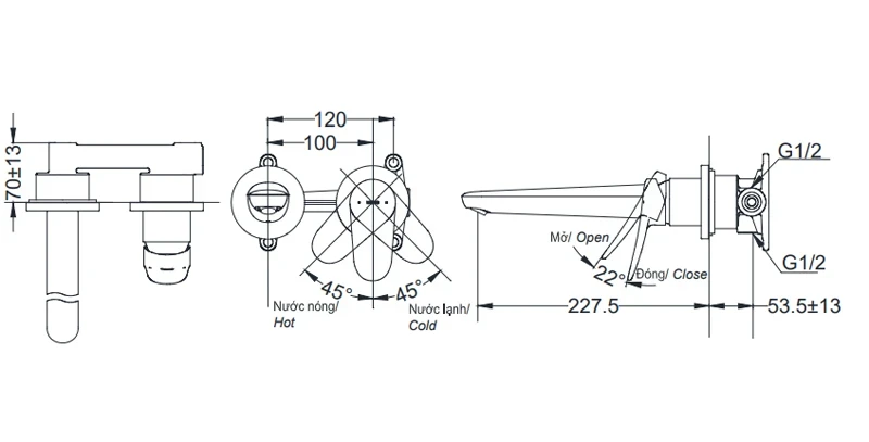 Ảnh Vòi chậu gắn tường TOTO TLS04309B 2