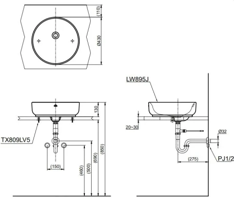 Ảnh Chậu rửa đặt bàn TOTO LW895JW/F 2