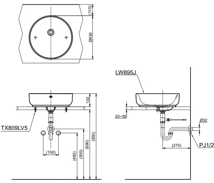Ảnh Chậu rửa đặt bàn TOTO LW895JW/F 2