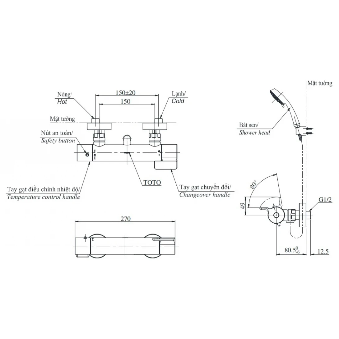 Ảnh Sen tắm nhiệt độ TOTO TBV03431V/TBW02006V 2