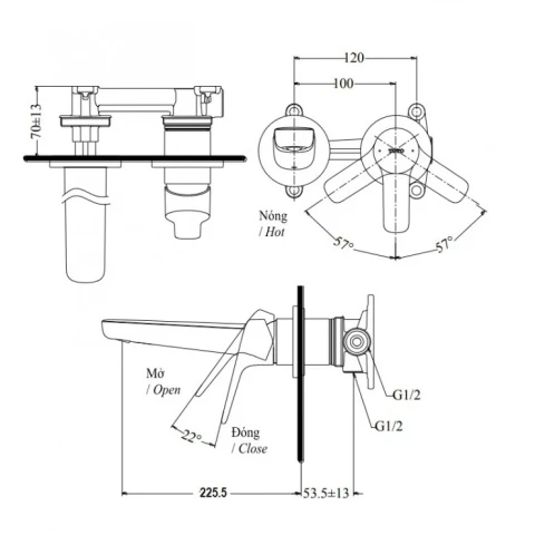 Ảnh Vòi chậu gắn tường TOTO TLG03308BB 2