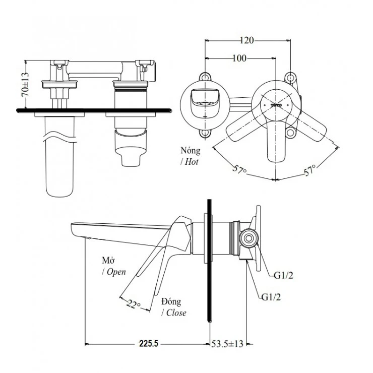 Ảnh Vòi chậu gắn tường TOTO TLG03308BB 2