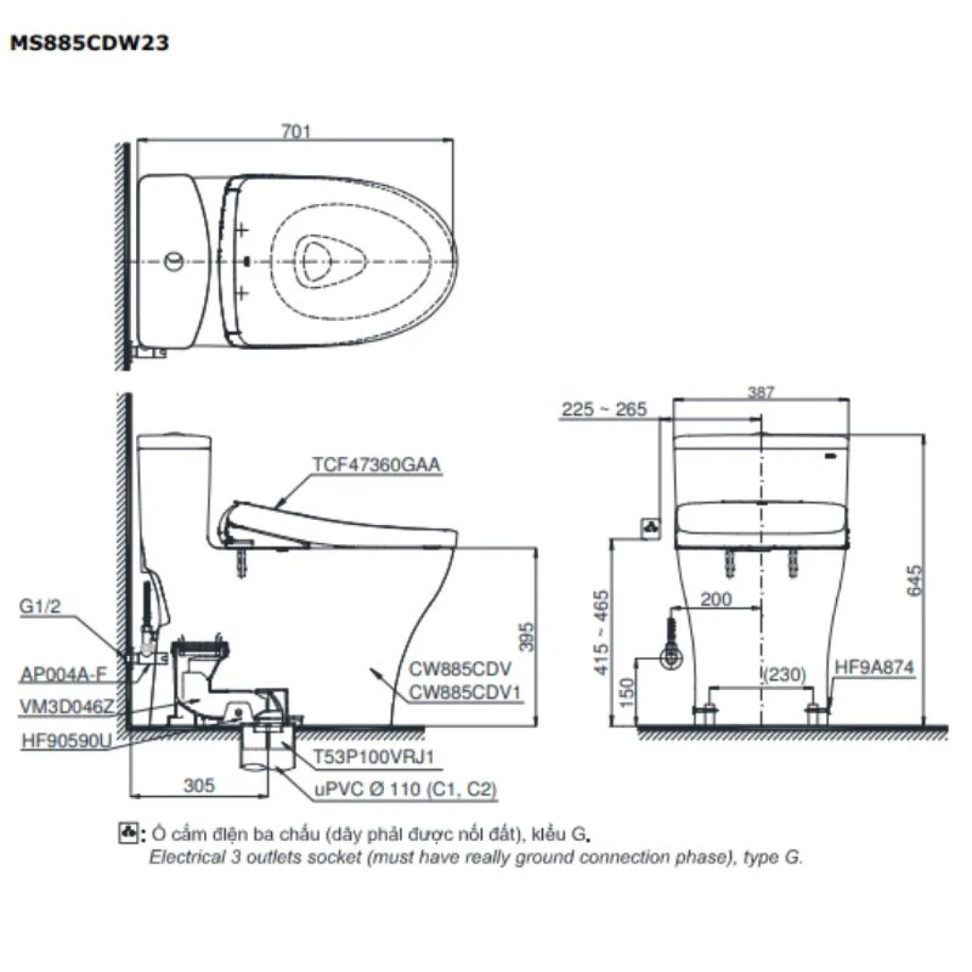 bon cau toto ms885cdw23 2
